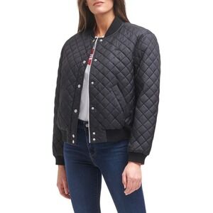 Levi's‎ Women's Black Quilted Bomber Jacket Sherpa Lined Snap Front Size Small